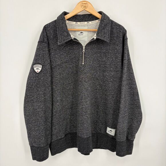 Roots Killarney Roots73 Fleece Quarter Zip, Sz 2XL, Black Heather Outdoor - Picture 2 of 9